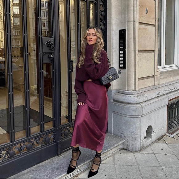 ZARA SATIN EFFECT LONG/ MAXI SKIRT - Picture 4 of 15